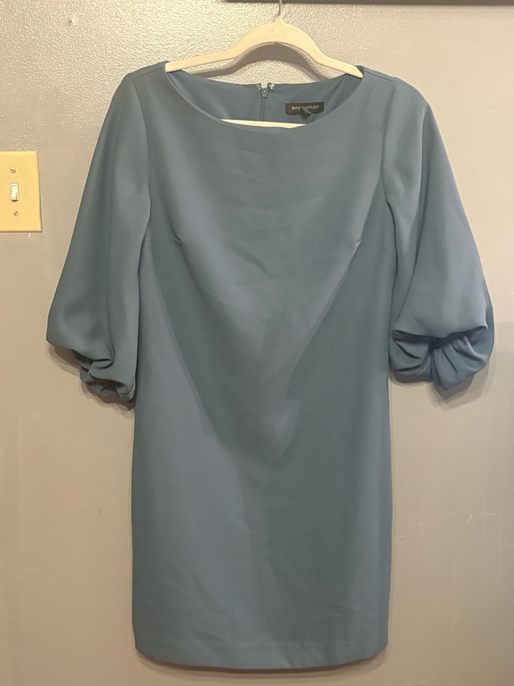 Banana Republic Dusty Blue Puff-Sleeve Mini Dress